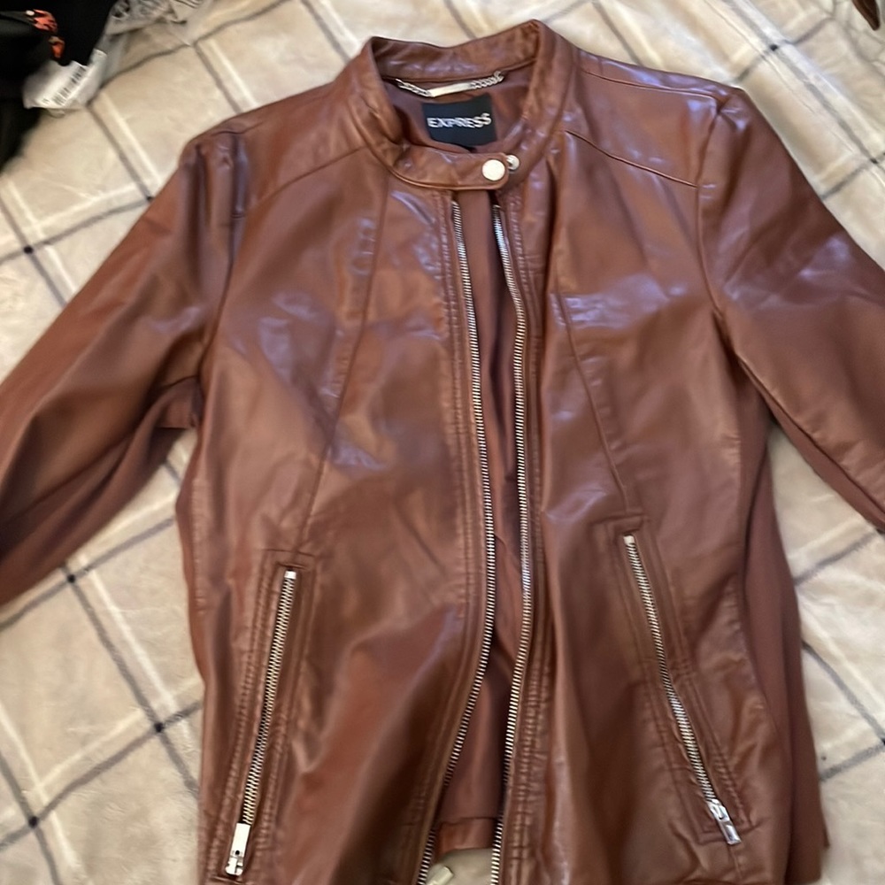 Express bomber leather jacket